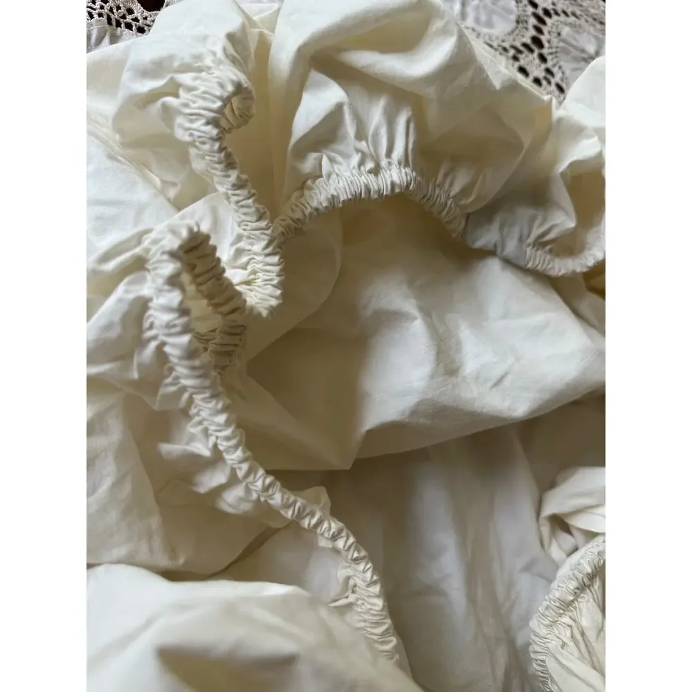Vintage Ralph Lauren fitted Twin sheet Irregular  ivory cream